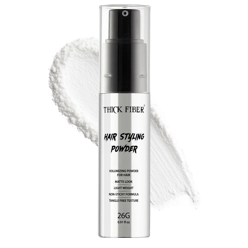 Thick Fiber powder root-volume pump for instant lift and mess-free styling.