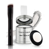 Thick Fiber root touch up powder with brush in white package provides natural coverage.