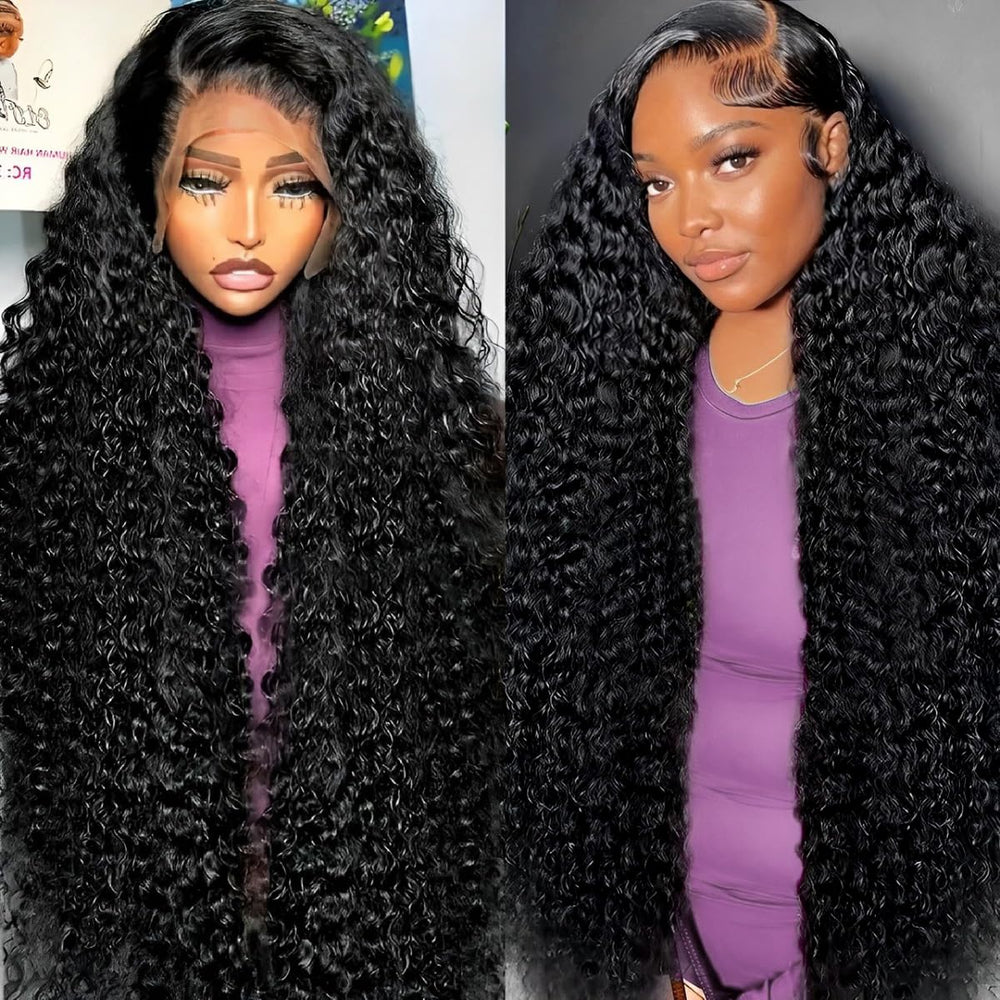 Tholap 30-inch deep wave wig front view reveals natural-looking hairline for daily wear.