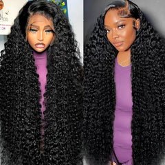 Tholap 30-inch deep wave wig front view reveals natural-looking hairline for daily wear.