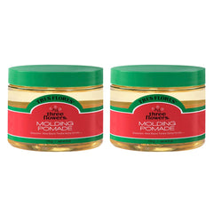 Three Flowers Tres Flores molding pomade jar closeup, versatile hold and brilliant shine.