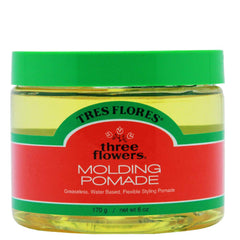 Three Flowers Tres Flores Molding Pomade jar for non greasy hold and easy rinse.