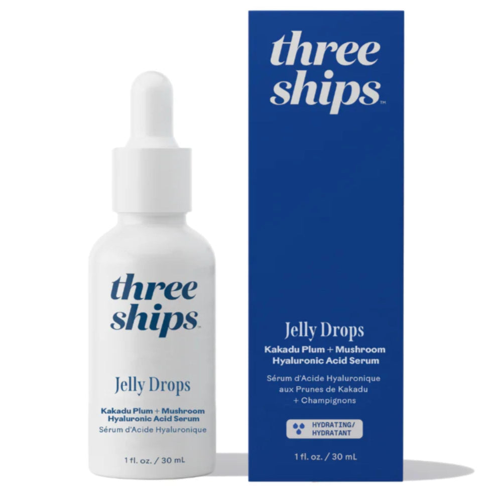 Three Ships Jelly Drops bottle pour shows mess-free hydration for daily use