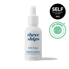 Three Ships Jelly Drops serum gel glow close-up highlights jelly texture and glow