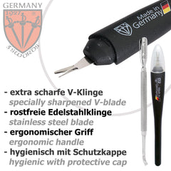 3 Swords Germany cuticle pusher scratcher closeup for safe nail prep