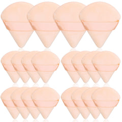 Thrilez triangle powder puff beige close-up showing soft velour for gentle application