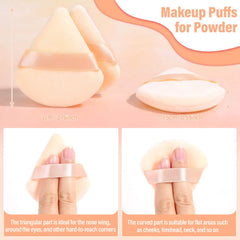 Thrilez triangle puff detail highlights corner-access design for precise powdering