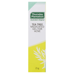 Thursday Plantation Tea Tree Gel 25g packaging, travel-ready acne care