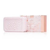 Thymes Goldleaf Gardenia bath soap closeup reveals creamy, hydrating lather for everyday skincare.