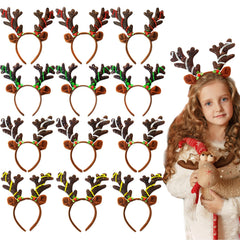 Tiaiidi reindeer antlers headband red for festive photos and holiday cheer.