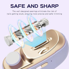 Tialexa electric nail clippers showing two speed settings for gentle trimming