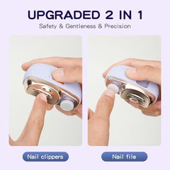 Tialexa electric nail clippers in operation with light on for visibility