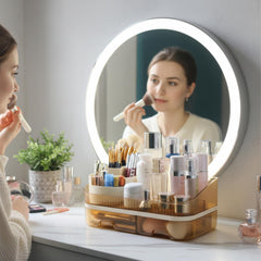 Tidyladyo makeup organizer slide-out lipstick drawer keeps lip colors neatly within reach.