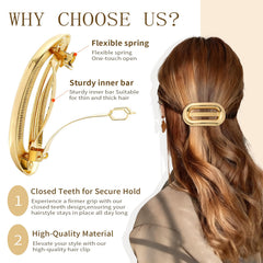 Tiefebene model wearing gold barrette in office outfit demonstrates effortless styling for work.
