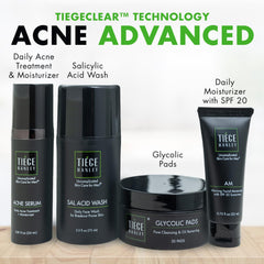 Tiege Hanley Acne Serum bottle designed for daily use to help reduce breakouts and redness