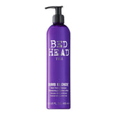 TIGI Bed Head Dumb Blonde purple-toning shampoo bottle demonstrates color-safe formula.