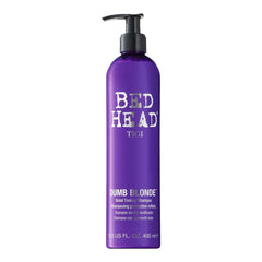 TIGI Bed Head Dumb Blonde pigment application shows neutralizing brass in action.