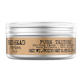 TIGI Bed Head Texture Paste jar close-up shows premium hold for defined style