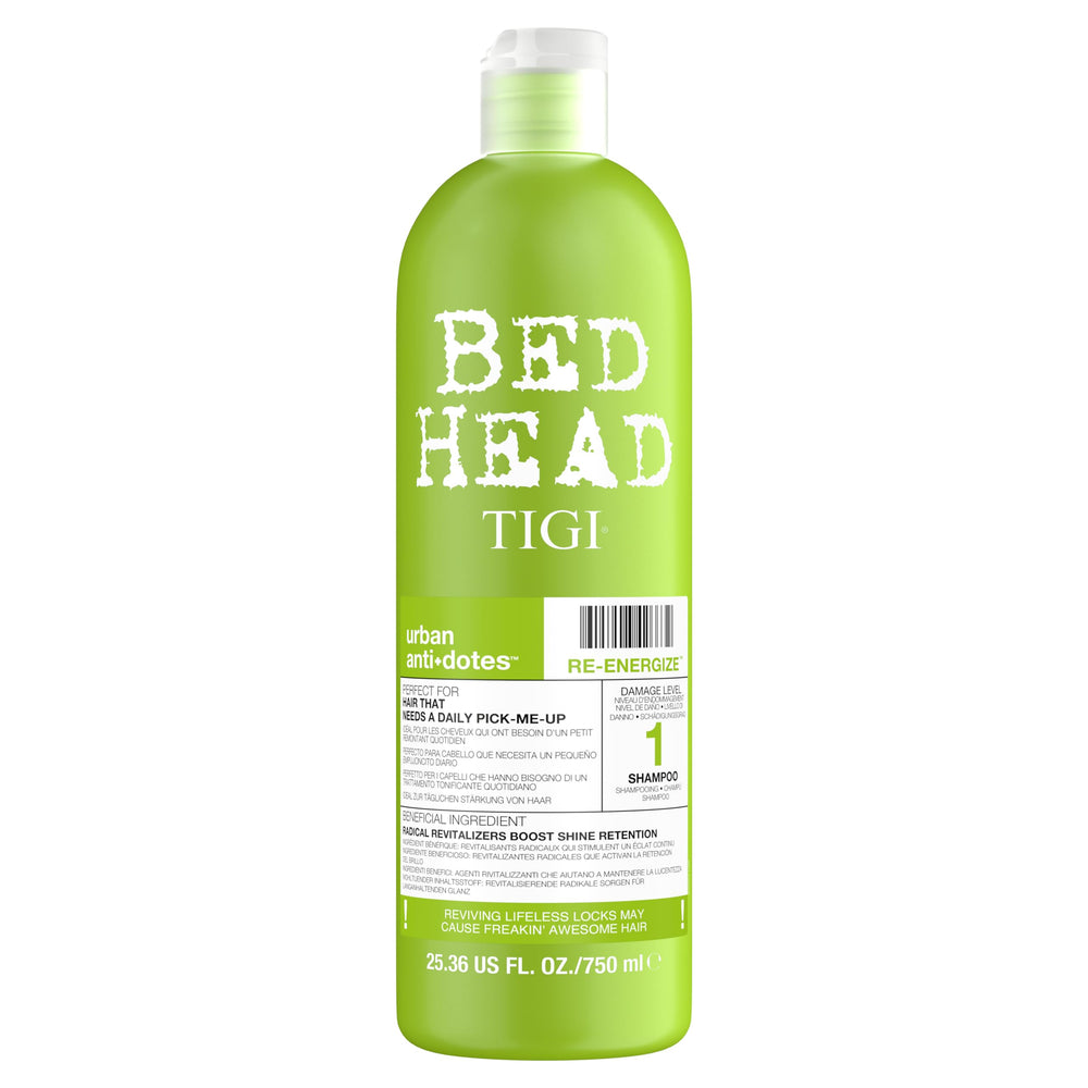 TIGI Bed Head Urban Antidotes 1 bottle boosts moisture for hydrated, vibrant-looking hair.
