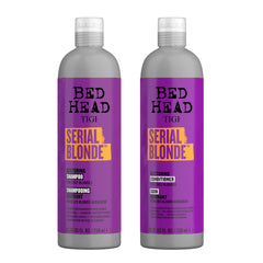 TIGI Serial Blonde restoring shampoo bottle showcases salon-grade blonde care.