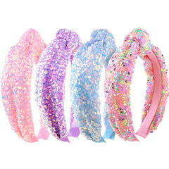 Tihebax knotted headbands pink glitter daily wear sparkle for girls and women