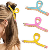 Tihebax Pencil Hair Clip yellow for playful classroom style with secure hold