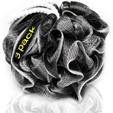 Tilcare XXL charcoal shower loofah pack—three-pack for easy exfoliation.