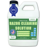 Tillbrook Electric Razor Cleaner bottle pouring for quick refills and easy maintenance.