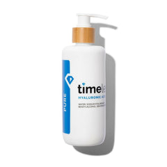 Timeless Skin Care Hyaluronic Acid serum bottle closeup for daily hydration.