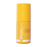 Timeless Skin Care Vitamin C Serum bottle close-up showing fragrance-free formula for daily brightness.