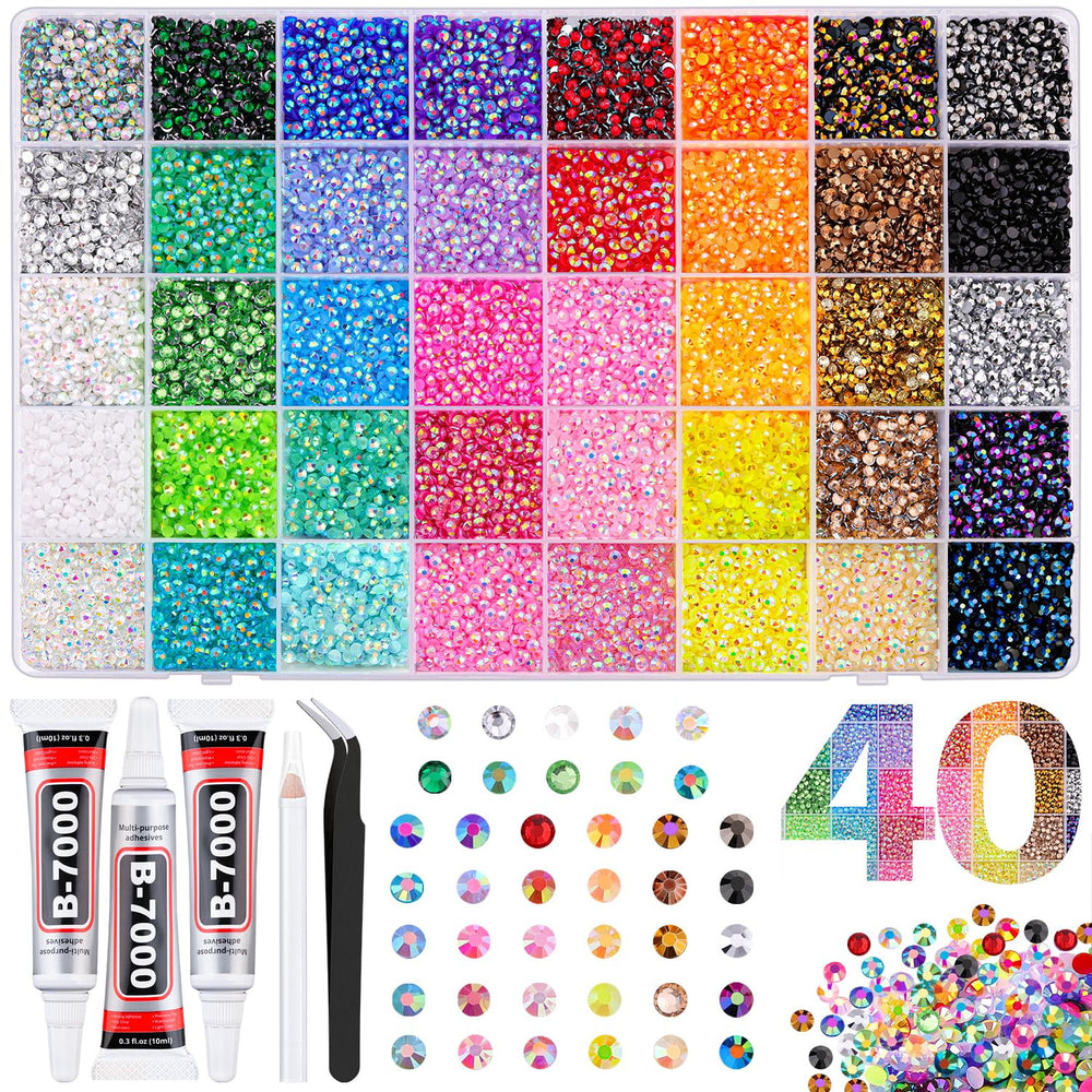 TINKRSTUFF rhinestones box with 40 colors for vibrant crafts