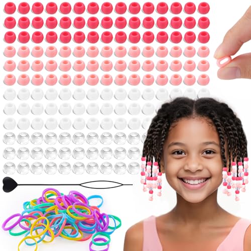 TINKRSTUFF 160pcs silicone beads close-up for colorful braids and quick styling