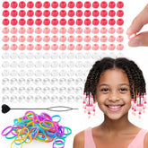 TINKRSTUFF 160pcs silicone beads close-up for colorful braids and quick styling