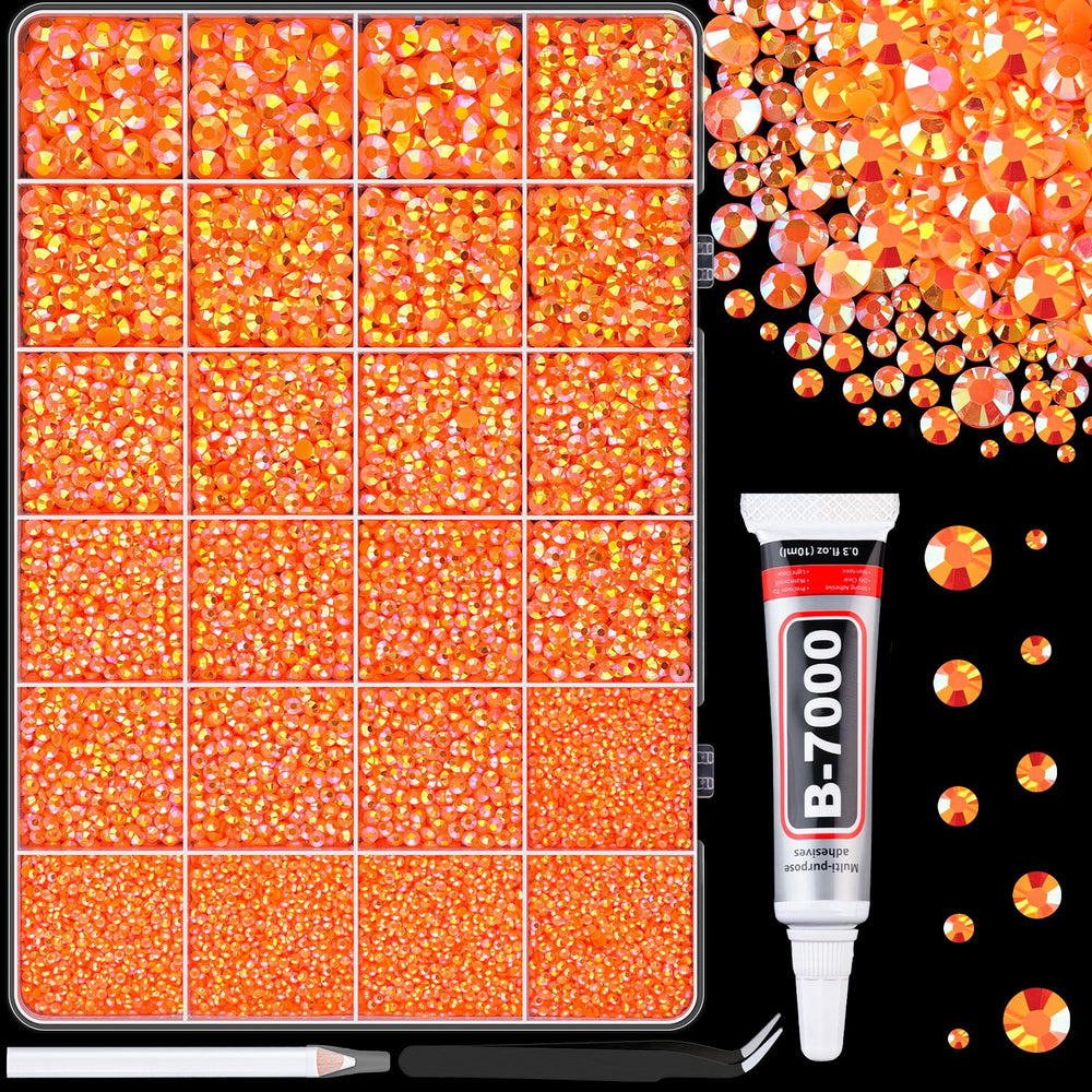 TINKRSTUFF Orange AB rhinestones box contents for versatile crafting and big-area embellishment.