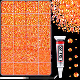 TINKRSTUFF Orange AB rhinestones box contents for versatile crafting and big-area embellishment.