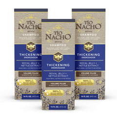 Tio Nacho thickening shampoo bottle pour shows potential for volumizing hair.