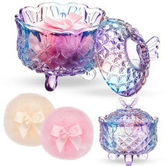 Tioncy glass-puff-container demonstrates crystal-clear storage for makeup.