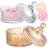 Tioncy large body powder puff with amber glass jar for easy powder access and storage