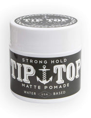 Tip Top Matte Pomade jar showing matte finish for versatile styling and easy washout