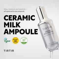 TIRTIR Ceramic Milk Ampoule texture glow demonstrates translucent dewy finish.