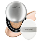 TIRTIR Mask Fit Aura Silver Cushion close-up shows a semi-glow finish for dewy skin