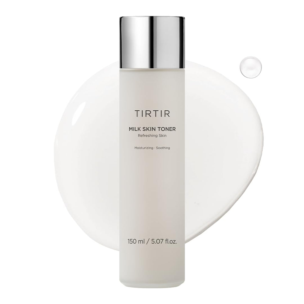 TIRTIR Milk Skin Rice Toner bottle close-up showing hydrating formula for smooth skin