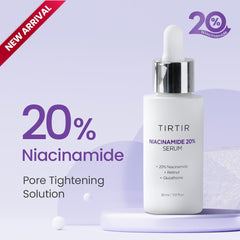 TIRTIR Niacinamide 20% serum label emphasizes high concentration for brighter skin.