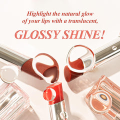 TIRTIR Waterism Glow Melting Balm 04 Fig Peach close-up highlights glossy finish and plump look.