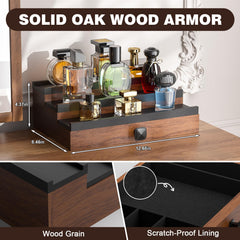 TIRYIUOU Cologne Organizer drawer open highlights velvet-lined space for jewelry.