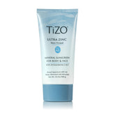 TiZO Ultra Zinc non-tinted bottle shows mineral SPF protection for all skin tones.