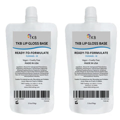 TKB Lip Gloss Base Flexagel M crystal-clear bottle closeup showing the shine-ready base for customization.