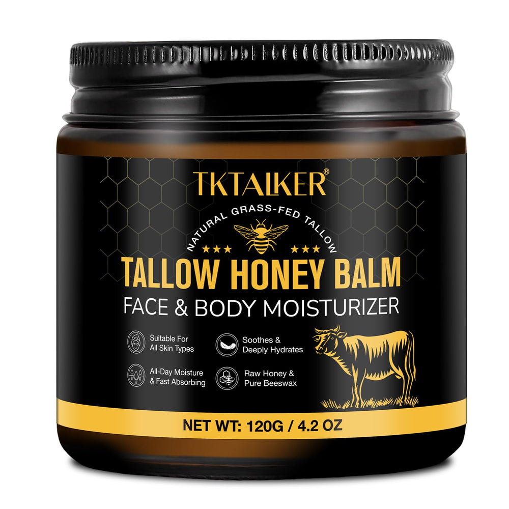 TKTALKER beef tallow moisturizer jar delivers deep hydration for dry skin.