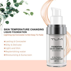 TLM Flawless foundation swatch shows automatic shade adjustment.