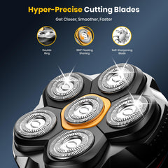 TLMUSE head shaver magnetic head detach enables fast hair clearance